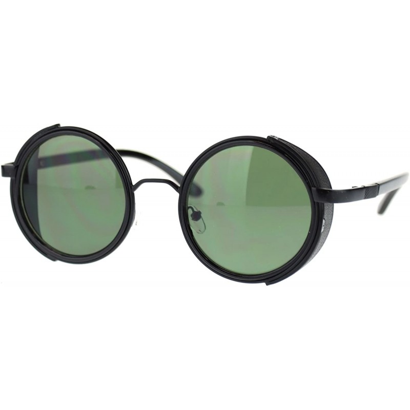 Round Steampunk Victorian Side Visor Round Circle Lens Sunglasses - Black Green - C618Z9TSK74 $9.66