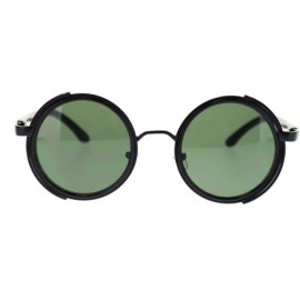 Round Steampunk Victorian Side Visor Round Circle Lens Sunglasses - Black Green - C618Z9TSK74 $9.66