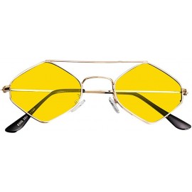 Square Unisex Retro Narrow Cat Eye Sunglasses for Women Men Clout Goggles Plastic Frame Glasses - Yellow - CY18S6U56D3 $9.38