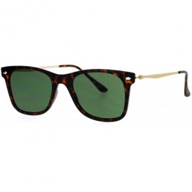 Rectangular Unisex Designer Fashion Sunglasses Thin Light Rectangular Horn Rim Shades - Matte Tortoise - CP1882YGM72 $10.32