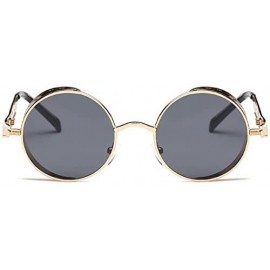 Round Retro Steampunk Fashion Round Metal Circle Frame Sunglasses - Golden-black - CE1804NGUQ4 $11.26