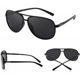 Aviator Retro Polarized Aviator Sunglasses Mirror Lightweight Eyeglasses for Men Women - Matte Blck / Polarized Grey - C4185T...