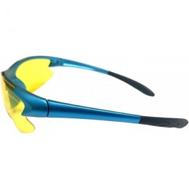 Wrap Half Frame Sport Wrap Around Yellow HD Night Driving Glasses - Blue - C018OH2R99K $17.09