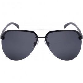 Rimless Modern Aviator Style Sunglasses with 1.1 mm Polarized Lens 25088SAL-P1 - Matte Black - C2128PJCRQJ $15.55