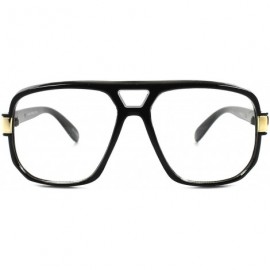 Square Classic Vintage Retro Swag Indie Hip Hop Rapper DJ Clear Lens Square Glasses - Black & Gold - CC189AS3CG5 $15.36