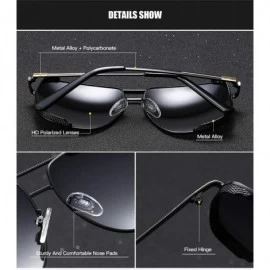 Sport Polarized Square Sunglasses for Men Al-Mg Driving Sun Glasses Womens - Black Silver - C41953Y4N7I $21.61