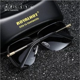 Sport Polarized Square Sunglasses for Men Al-Mg Driving Sun Glasses Womens - Black Silver - C41953Y4N7I $21.61