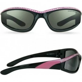 Goggle Rhinestone Pink Frame Motorcycle Sunglasses Foam Padded for Women. - Hot Pink - CF11HQP3TM5 $23.50