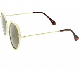 Oversized Women's Unique Thin Metal Arms Round Color Mirrored Lens Heart Sunglasses 54mm - Gold / Gold Mirror - CC1865SKR9T $...