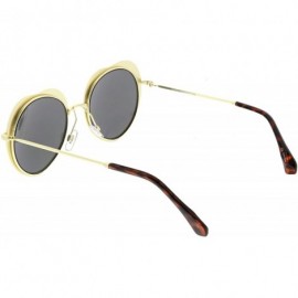 Oversized Women's Unique Thin Metal Arms Round Color Mirrored Lens Heart Sunglasses 54mm - Gold / Gold Mirror - CC1865SKR9T $...