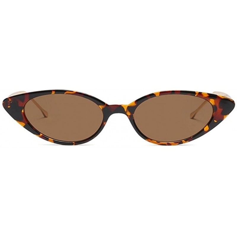 Oval Cateye Metal Frame Lady Sunglass - Leopard/Brown - CA18DWM53YQ $12.43