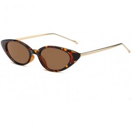 Oval Cateye Metal Frame Lady Sunglass - Leopard/Brown - CA18DWM53YQ $12.43