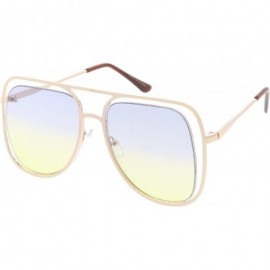 Aviator Heritage Modern "Kawaii" Double Wired Aviator Frame Sunglasses - Blue - CD18GYWH75K $10.68