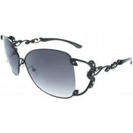 Square Polished Metal 59mm Square Sunglasses - Black - C011LQ6EABD $9.37