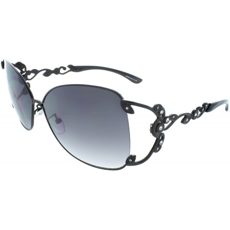 Square Polished Metal 59mm Square Sunglasses - Black - C011LQ6EABD $9.37