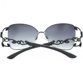 Square Polished Metal 59mm Square Sunglasses - Black - C011LQ6EABD $9.37