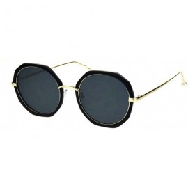 Round Womens Mod Geometric Color Mirrored Lens Round Luxury Sunglasses - All Black - C618KIAU3MH $9.83