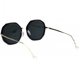 Round Womens Mod Geometric Color Mirrored Lens Round Luxury Sunglasses - All Black - C618KIAU3MH $9.83