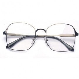 Square Classic Metal Square Full Frame PC Clear Oversized Lens Retro Glasses - Grey - CN12NT255OD $9.72