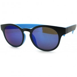 Round Round Keyhole Sunglasses 2-tone Color Mirror Lens Spring Hinge - Blue - CC11Q9GFPB5 $13.00