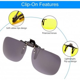 Sport Polarized Clip On Sunglasses Driving Reading 2Pack - Oval (Gray & Yellow) - C919DZZ3HK2 $17.43