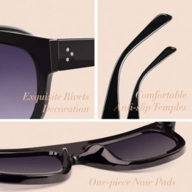 Oversized Fashion Designer Women Sunglasses Oversized Flat Top Square Frame Retro Gradient Lens MOS9 - C117YIOTAAN $12.09