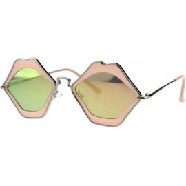 Square Unique Funky Lip Shape Hippie Groove Pimp Sunglasses - Pink Beige Peach - CY18GHS073R $12.01