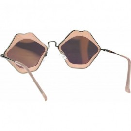 Square Unique Funky Lip Shape Hippie Groove Pimp Sunglasses - Pink Beige Peach - CY18GHS073R $12.01