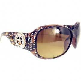 Round Star Round Concho Rhinestone Western Bling Sunglasses UV 400 Lens In Multi Colors - Leopard - CV18ELAC8S6 $21.34