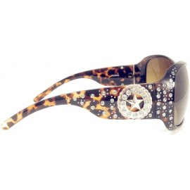 Round Star Round Concho Rhinestone Western Bling Sunglasses UV 400 Lens In Multi Colors - Leopard - CV18ELAC8S6 $21.34