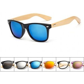 Square Wood Sunglasses Men Women Square Bamboo Women for Women Men Mirror Sunglasses Retro Fashion Sunglass - Kp1501 C8 - CW1...