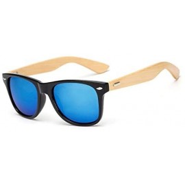 Square Wood Sunglasses Men Women Square Bamboo Women for Women Men Mirror Sunglasses Retro Fashion Sunglass - Kp1501 C8 - CW1...