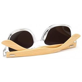 Square Wood Sunglasses Men Women Square Bamboo Women for Women Men Mirror Sunglasses Retro Fashion Sunglass - Kp1501 C8 - CW1...