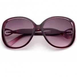 Oval Classic Retro Designer Style Sunglasses for Women Plate Resin UV 400 Protection Sunglasses - Purple a - CX18T2TMM53 $13.03