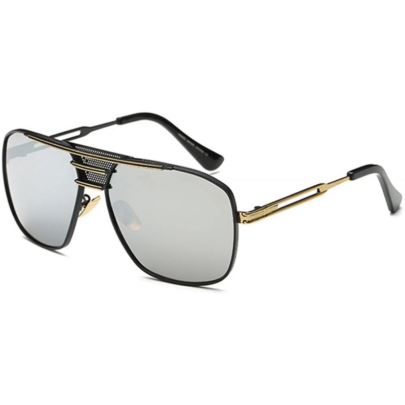 Oversized Retro Oversized Pilot Sunglasses For Men Women Unisex Metal Frame - Silver - CD185U00TC4 $15.09