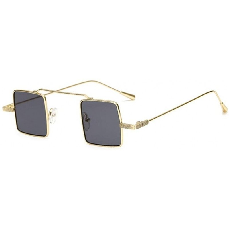 Square Small Square Steampunk Sunglasses for Women and Men Flat Top Metal Frame UV400 - C1 Gold Gray - C2198GHUSMC $10.00