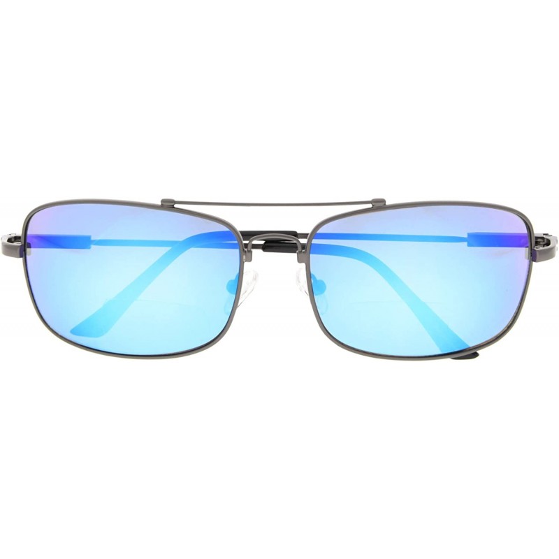 Rectangular Lightweight Flexible Bifocal Sunglasses - Blue-mirror - CO18NLI4GWE $13.29