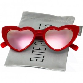 Sport Fashion Love Heart Shaped Sunglasses For Women Girls Hippie Party Shade Sunglasses - Red /Pink Mirror - CA180SKA47I $9.38