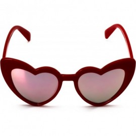 Sport Fashion Love Heart Shaped Sunglasses For Women Girls Hippie Party Shade Sunglasses - Red /Pink Mirror - CA180SKA47I $9.38