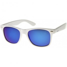 Wayfarer Hipster Fashion Flash Color Mirror Lens Horn Rimmed Style Sunglasses - White / Ice - CD12JRF0541 $12.59