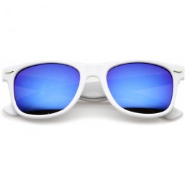 Wayfarer Hipster Fashion Flash Color Mirror Lens Horn Rimmed Style Sunglasses - White / Ice - CD12JRF0541 $12.59