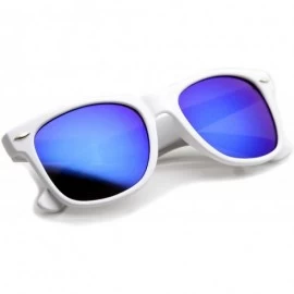 Wayfarer Hipster Fashion Flash Color Mirror Lens Horn Rimmed Style Sunglasses - White / Ice - CD12JRF0541 $12.59