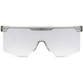 Square Fashion Oversized Sunglasses Glasses Sunglass - Silver - C918XDUXGQ6 $10.99