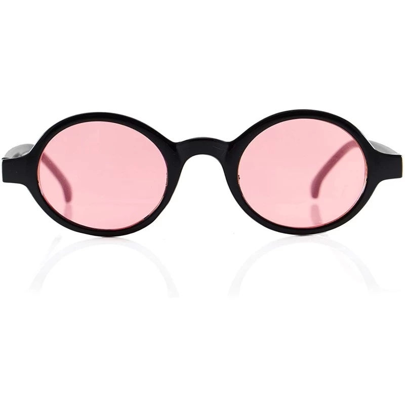 Oval Retro Circle Oval Round Lens Black Plastic Frame Sunglasses A289 - Black Pink - CJ18WRXUXNR $9.09