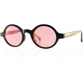 Oval Retro Circle Oval Round Lens Black Plastic Frame Sunglasses A289 - Black Pink - CJ18WRXUXNR $9.09