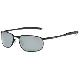 Rimless Polarized Sunglasses For Men Rectangle Metal Frame Retro Sun Glasses AE0395 - Black&silver - C817YAMNEOO $13.19