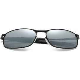 Rimless Polarized Sunglasses For Men Rectangle Metal Frame Retro Sun Glasses AE0395 - Black&silver - C817YAMNEOO $13.19