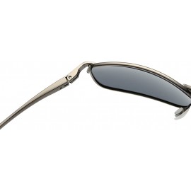 Rimless Polarized Sunglasses For Men Rectangle Metal Frame Retro Sun Glasses AE0395 - Black&silver - C817YAMNEOO $13.19