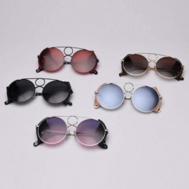 Round Retro Punk Sunglasses Women Polarized Metal Frame Vintage Round Sun Glasses for Men - Full Black - CB18AG77T6M $8.76