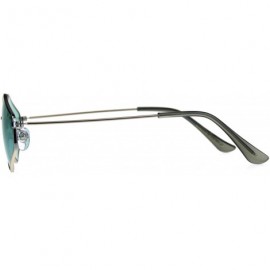 Rectangular Hippie Groovy Diamond Pimp Metal Rim Sunglasses - Silver Green - CT180UIQX3N $13.56